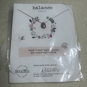 Soul Ku Semi Precious Unakite Necklace Sterling Silver Clasp Balance Grounding